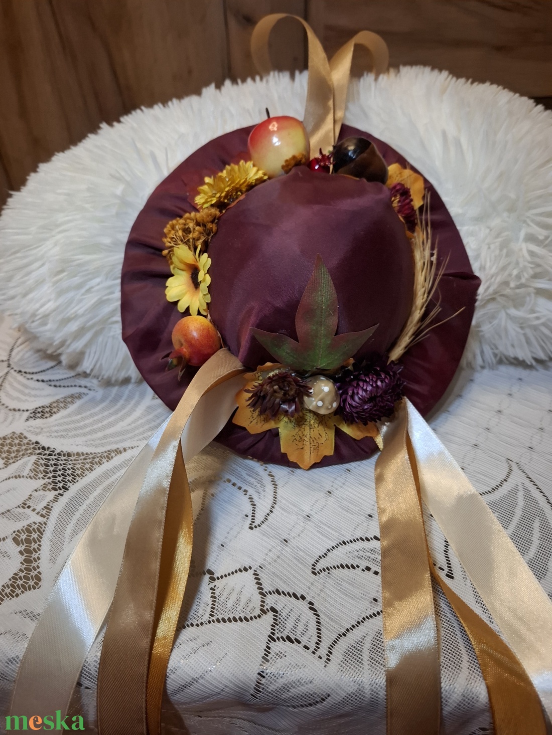 �Őszi kalap alakú kopogtató� - otthon & életmód - dekoráció - ajtó- és ablak dekoráció - ajtódísz & kopogtató - Meska.hu