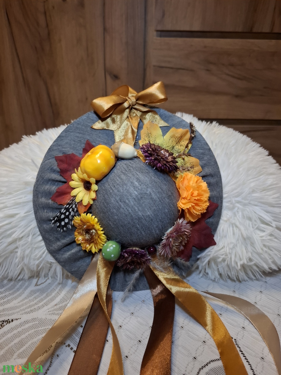 �Őszi kalap kopogtató� - otthon & életmód - dekoráció - ajtó- és ablak dekoráció - ajtódísz & kopogtató - Meska.hu