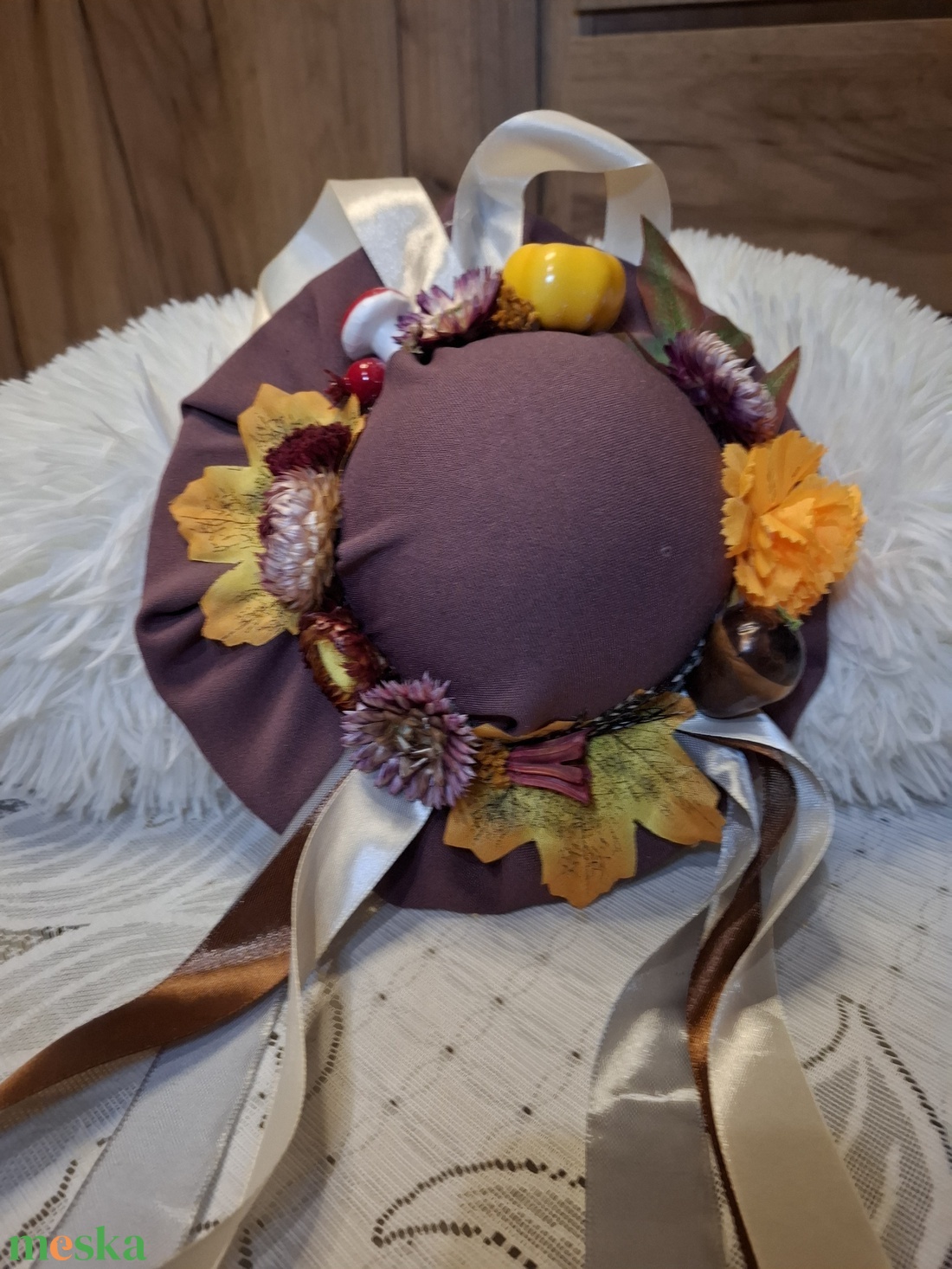 �őszi Féloldalas kalap kopogtató� - otthon & életmód - dekoráció - ajtó- és ablak dekoráció - ajtódísz & kopogtató - Meska.hu