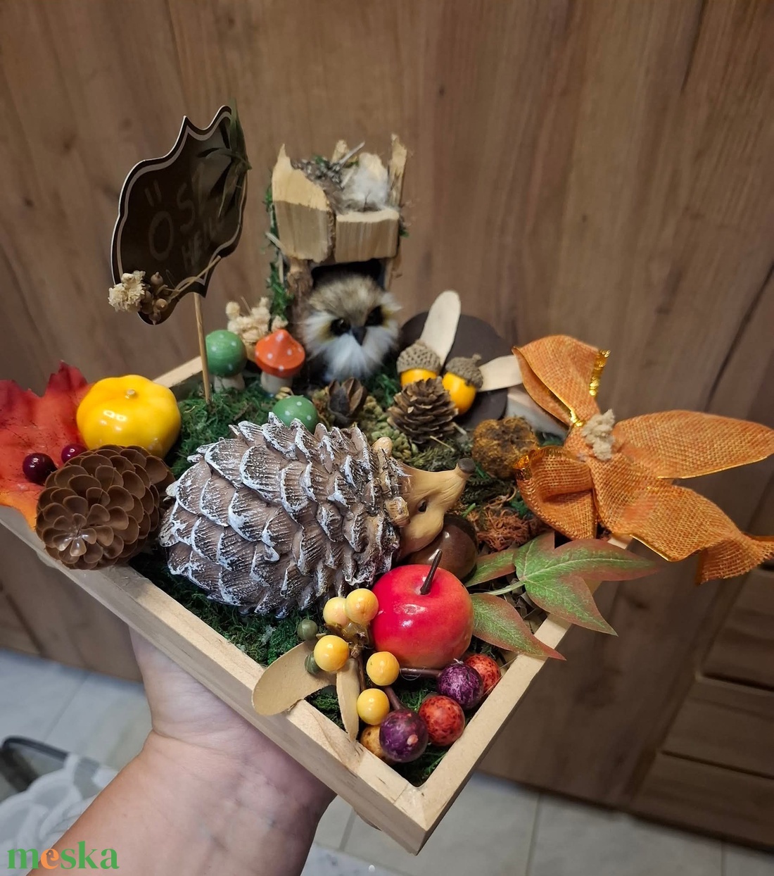 �����Baglyos és sünis őszi asztaldísz����� - otthon & életmód - dekoráció - asztal és polc dekoráció - asztaldísz - Meska.hu