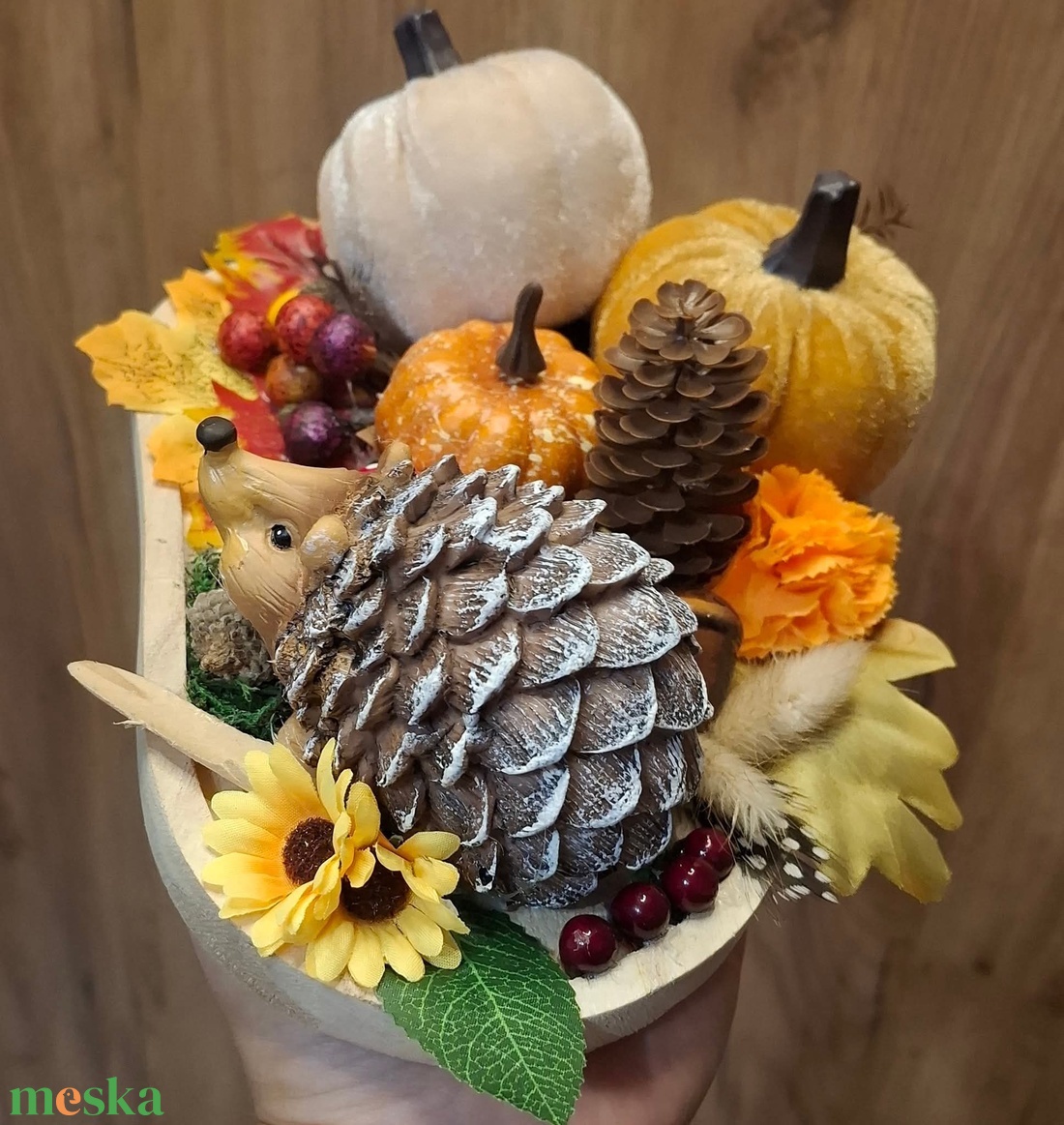 ����őszi Sünis-tökös asztaldísz���� - otthon & életmód - dekoráció - asztal és polc dekoráció - asztaldísz - Meska.hu