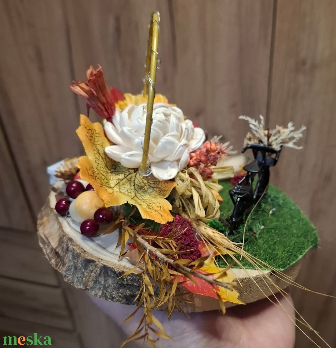 �����Őszi Ledes asztaldísz bicikli figurával����� - otthon & életmód - dekoráció - asztal és polc dekoráció - asztaldísz - Meska.hu