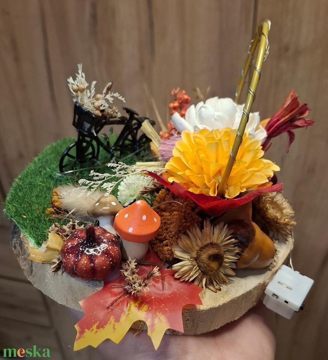 �����Őszi Ledes asztaldísz bicikli figurával����� - otthon & életmód - dekoráció - asztal és polc dekoráció - asztaldísz - Meska.hu