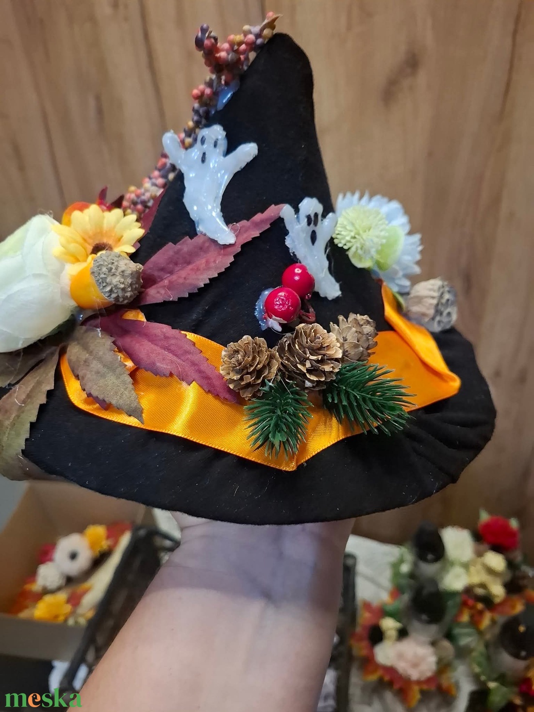 �Halloweeni boszork�ny kalap asztaldísz� - otthon & életmód - dekoráció - halloween - halloweeni asztaldísz - Meska.hu