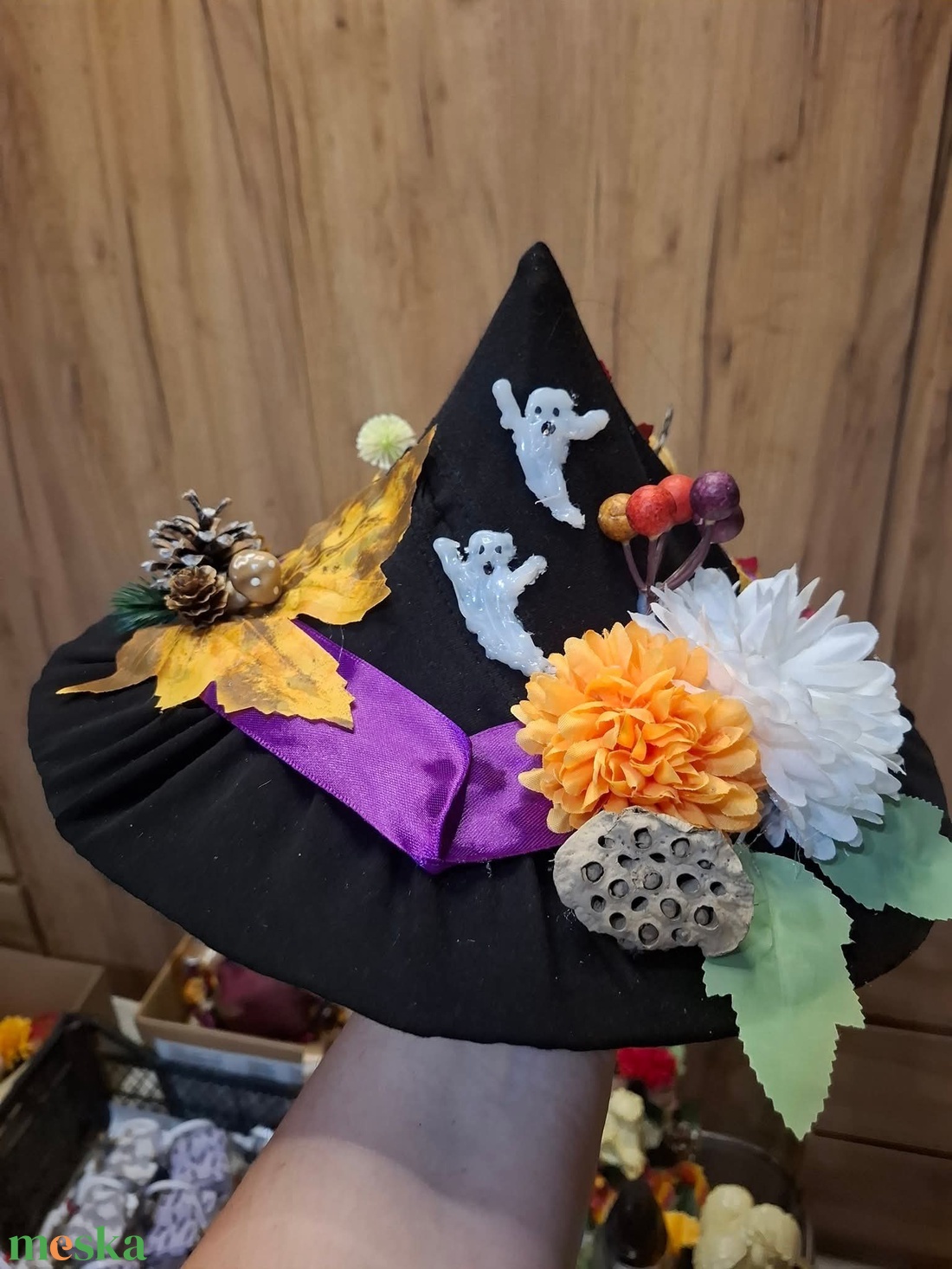 �Halloweeni boszork�ny kalap asztaldísz� - otthon & életmód - dekoráció - halloween - halloweeni asztaldísz - Meska.hu