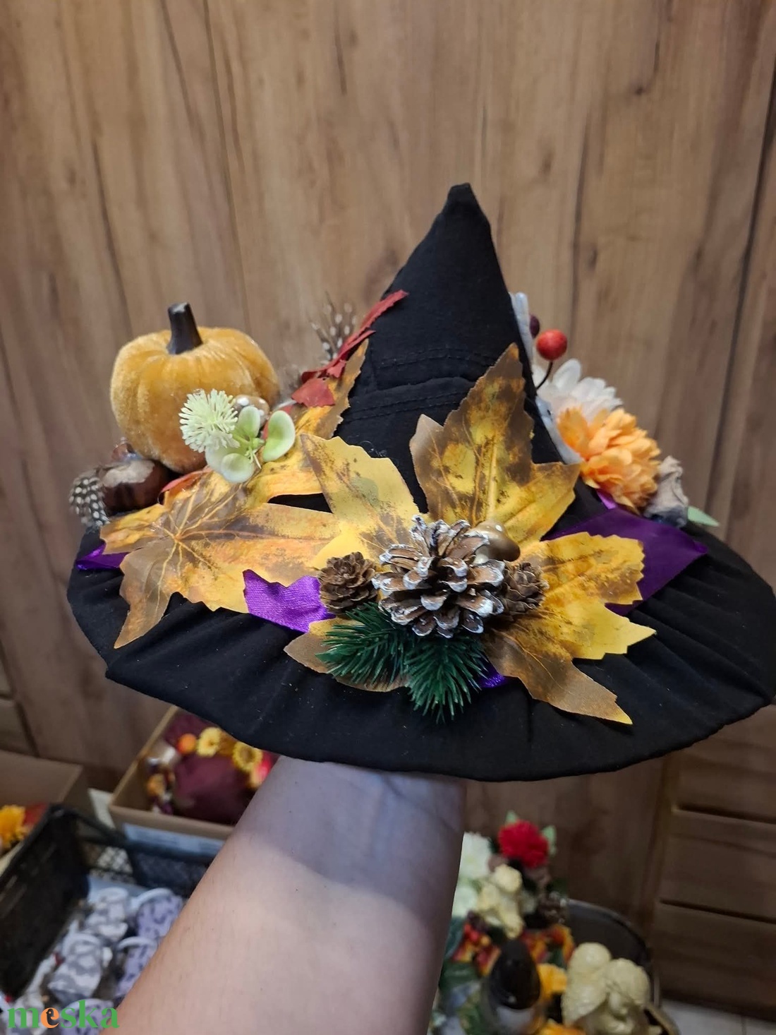 �Halloweeni boszork�ny kalap asztaldísz� - otthon & életmód - dekoráció - halloween - halloweeni asztaldísz - Meska.hu