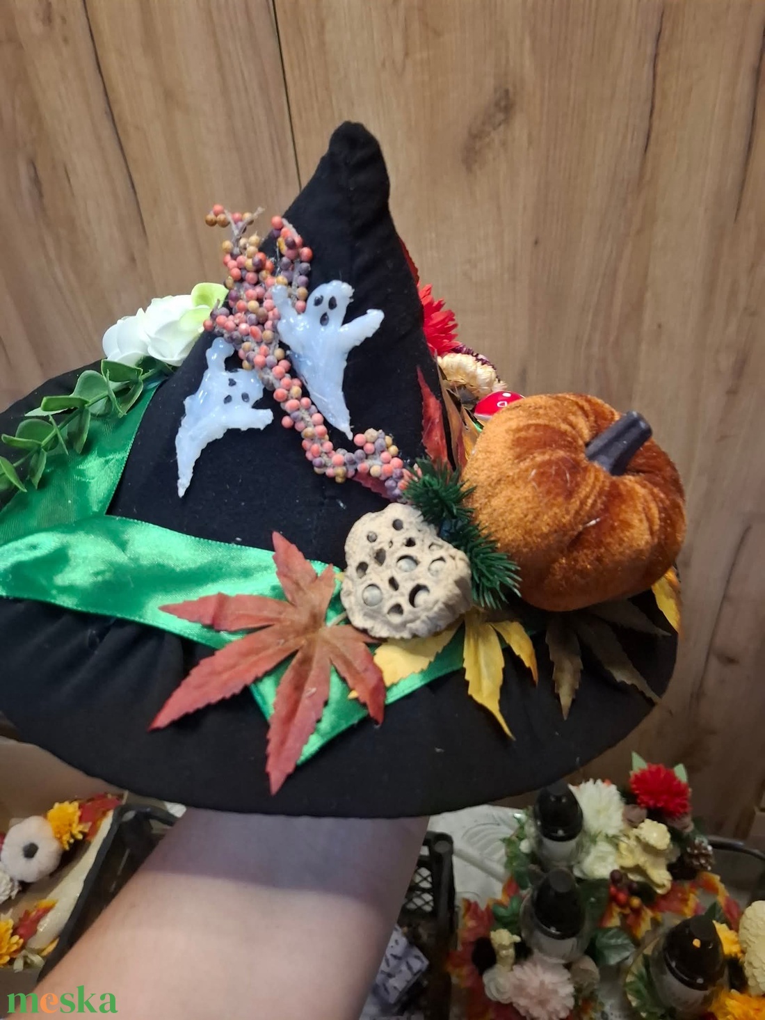 �Halloweeni boszork�ny kalap asztaldísz� - otthon & életmód - dekoráció - halloween - halloweeni asztaldísz - Meska.hu