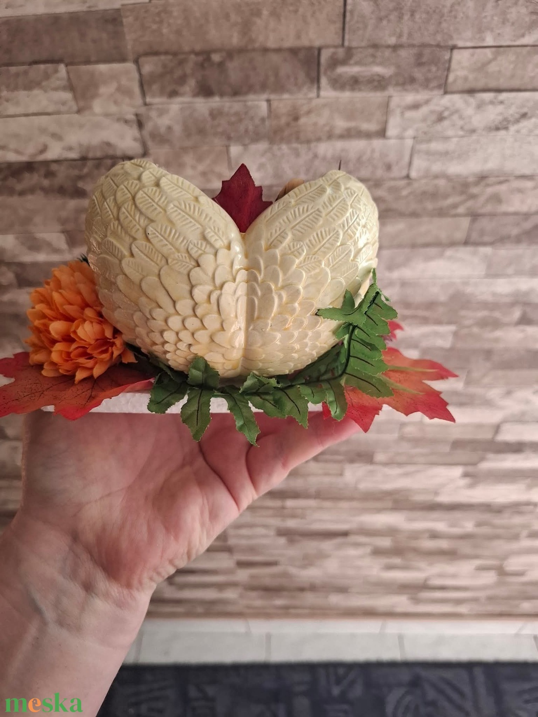 Angyalszárny alakú kegyelleti dísz - otthon & életmód - vallás - temetkezési tárgy - sírdísz, kegyeleti dísz - Meska.hu