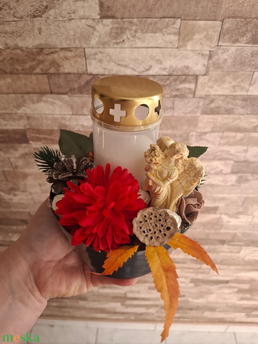 Sírdísz/kegyeleti dísz gipsz angyalkával - otthon & életmód - vallás - temetkezési tárgy - sírdísz, kegyeleti dísz - Meska.hu