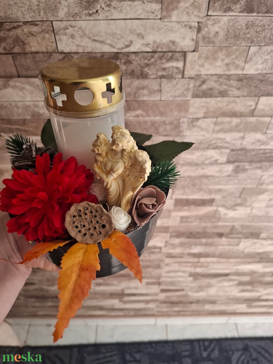 Sírdísz/kegyeleti dísz gipsz angyalkával - otthon & életmód - vallás - temetkezési tárgy - sírdísz, kegyeleti dísz - Meska.hu