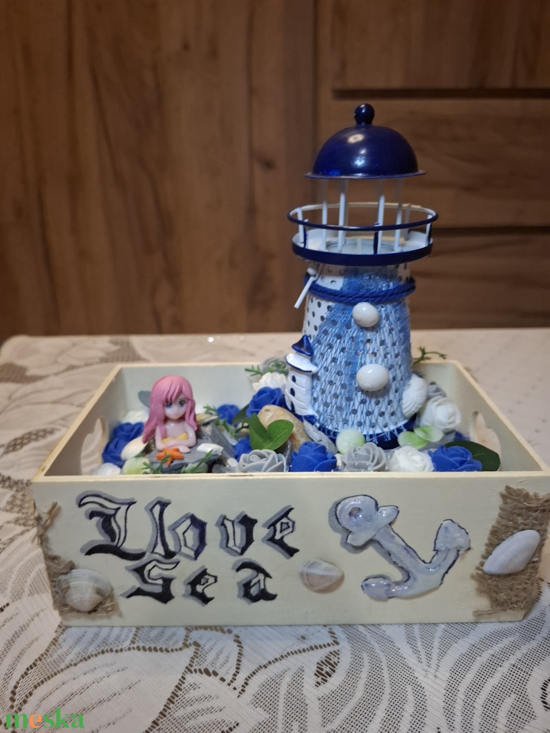 ������Sellős és világítótornyos nyári asztaldísz������ - otthon & életmód - dekoráció - asztal és polc dekoráció - asztaldísz - Meska.hu