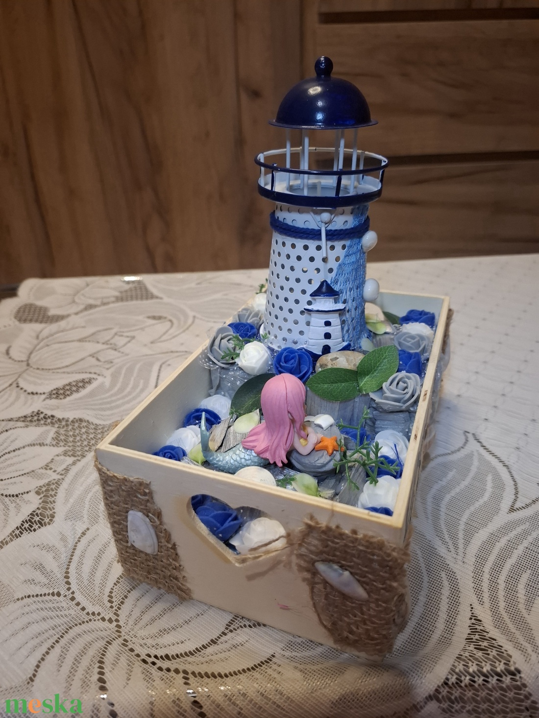������Sellős és világítótornyos nyári asztaldísz������ - otthon & életmód - dekoráció - asztal és polc dekoráció - asztaldísz - Meska.hu