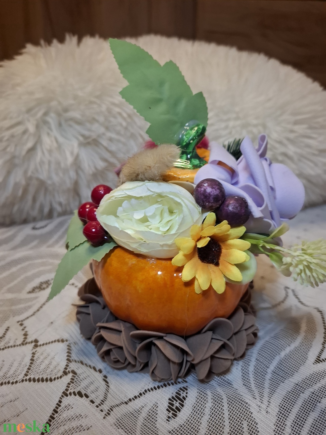 Őszi Sütőtök asztali dísz - kellékek & szerszámok - dekorációs kellékek - őszi dekor - őszi dekortök - Meska.hu