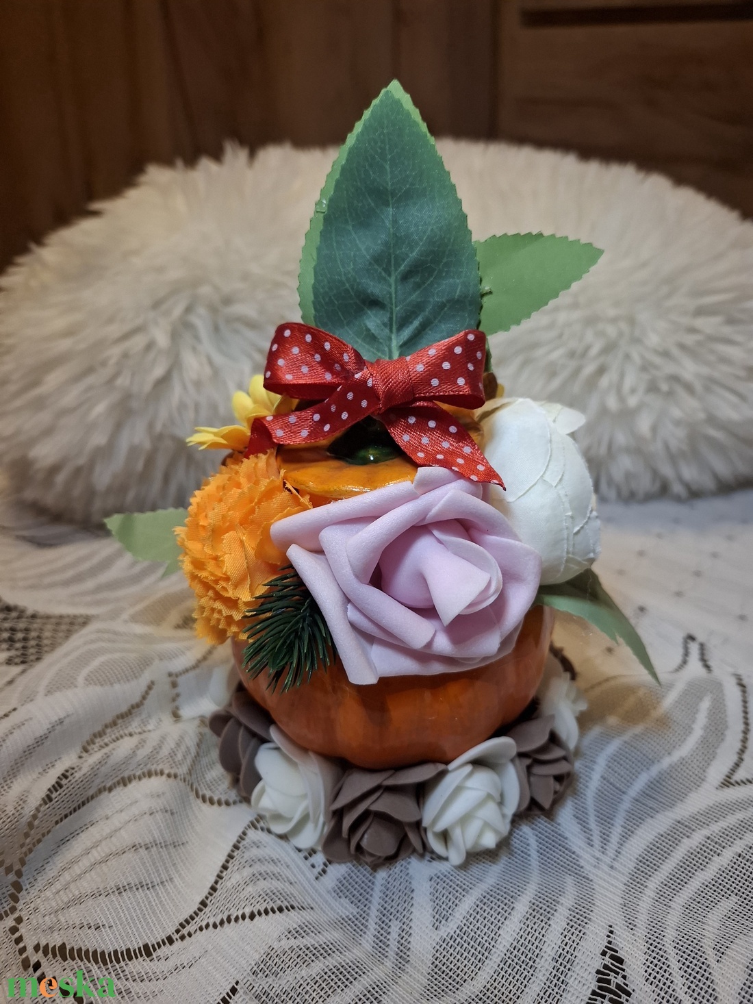 Őszi sütőtökös asztaldísz - kellékek & szerszámok - dekorációs kellékek - őszi dekor - őszi dekortök - Meska.hu