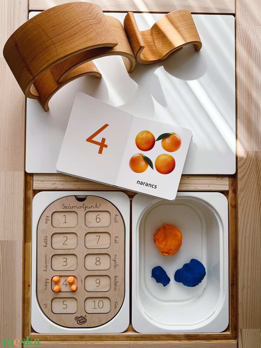 IKEA Flisat/Trofast kompatibilis fa számtálca - Montessori szemléletű számláló játék (1-10) - játék & sport - készségfejlesztő és logikai játék - oktató játékok - Meska.hu