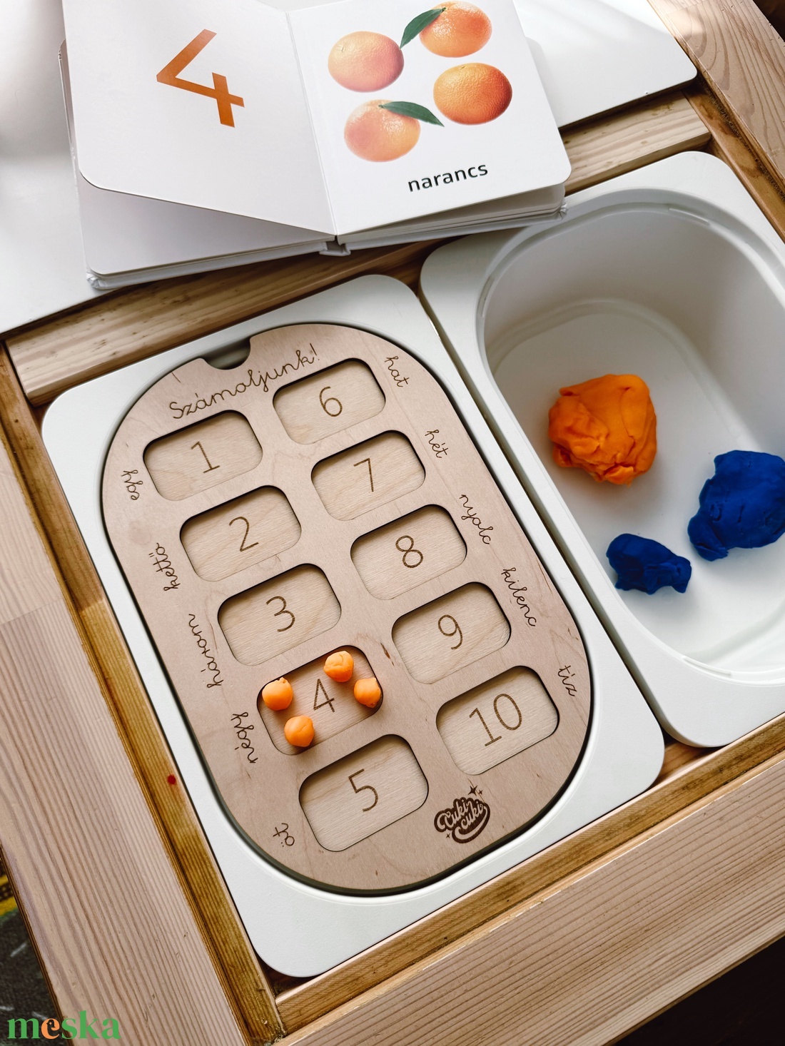IKEA Flisat/Trofast kompatibilis fa számtálca - Montessori szemléletű számláló játék (1-10) - játék & sport - készségfejlesztő és logikai játék - oktató játékok - Meska.hu