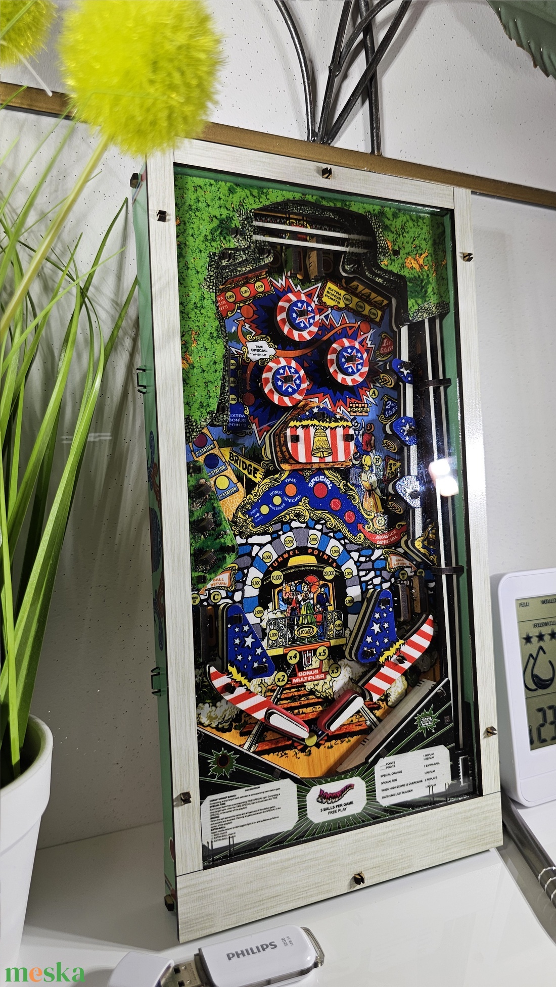 DIY retro arcade flippergép 3D modellkészlet � 1:4 méretarányú Zaccaria Locomotion replika - otthon & életmód - dekoráció - dísztárgy - Meska.hu