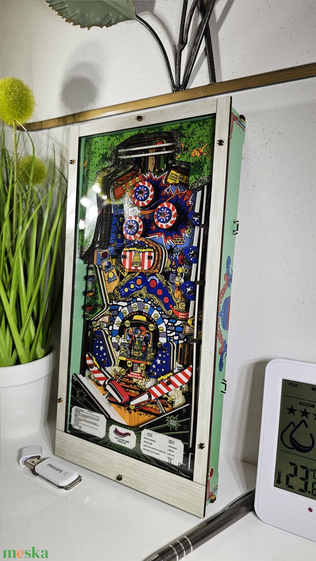 DIY retro arcade flippergép 3D modellkészlet � 1:4 méretarányú Zaccaria Locomotion replika - otthon & életmód - dekoráció - dísztárgy - Meska.hu