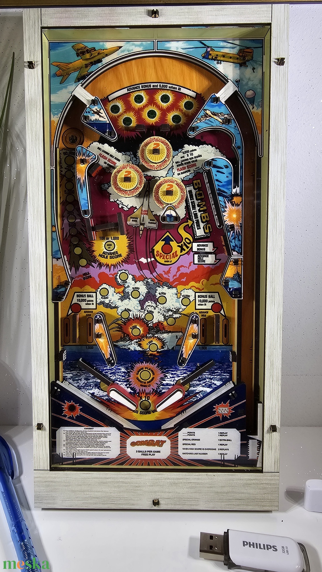 DIY retro arcade flippergép 3D modellkészlet � 1:4 méretarányú Zaccaria Combat replika - otthon & életmód - dekoráció - dísztárgy - Meska.hu
