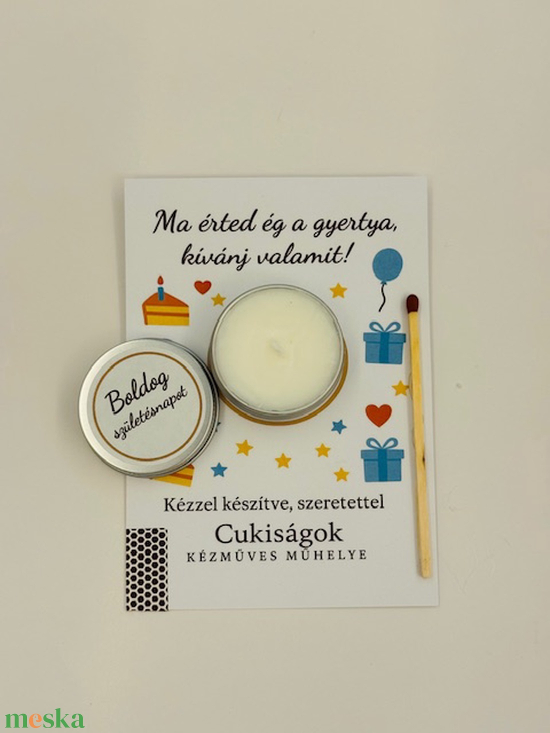 Születésnapi mini ajándékgyertya - otthon & életmód - gyertya, illat, aroma - gyertya - Meska.hu