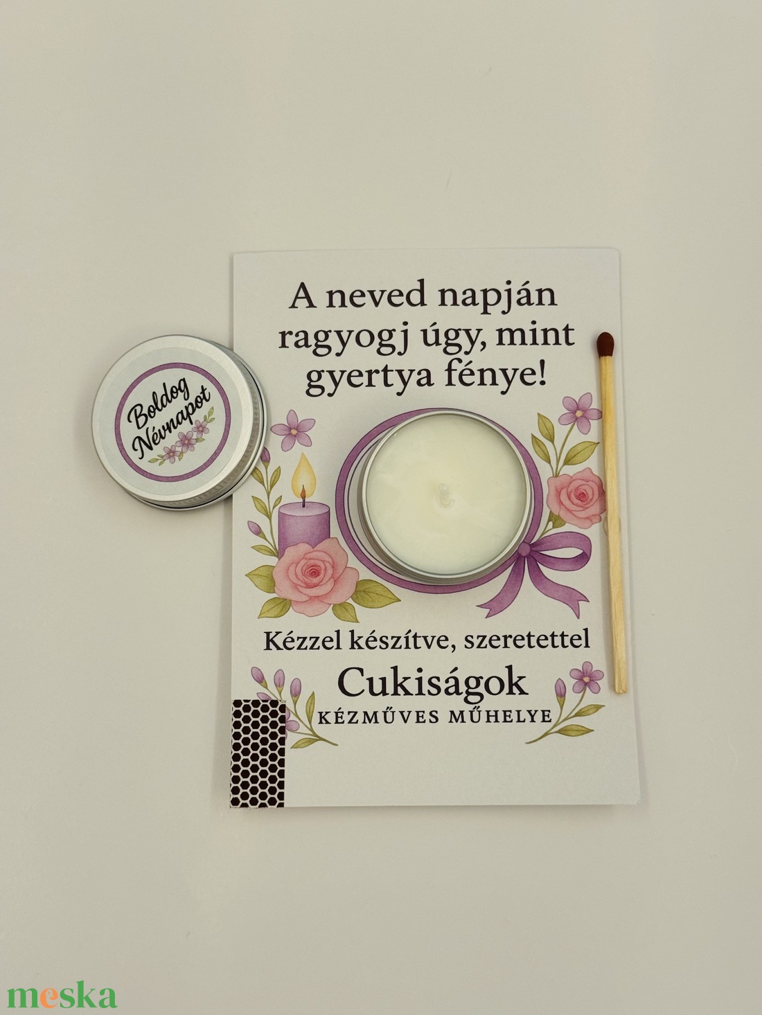 Boldog Névnapot ajándékgyertya - otthon & életmód - gyertya, illat, aroma - gyertya - Meska.hu