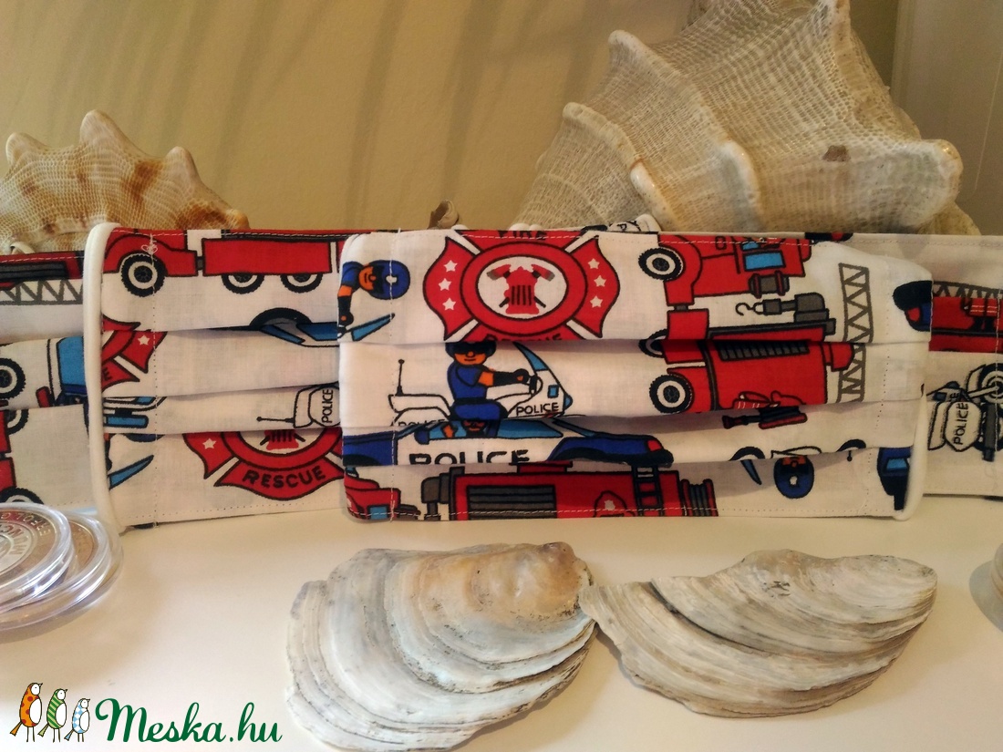 Rendőrös, tűzoltós maszk, zsebes béléssel, mikrózható, fül kímélő - férfi & uniszex - férfi & uniszex - Meska.hu