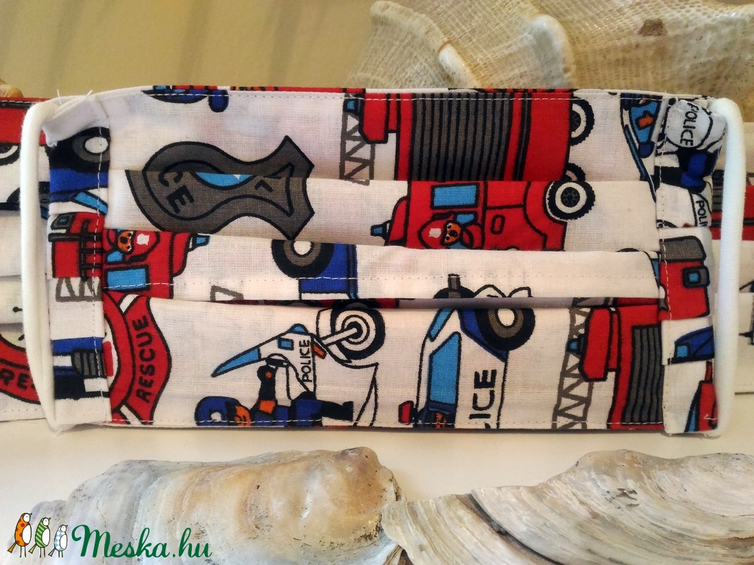 Rendőrös, tűzoltós maszk, zsebes béléssel, mikrózható, fül kímélő - férfi & uniszex - férfi & uniszex - Meska.hu