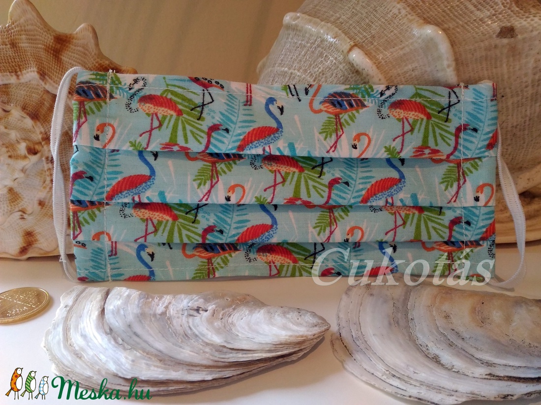 Flamingós maszk, könnyített, egy rétegű, fülkímélő -  - Meska.hu