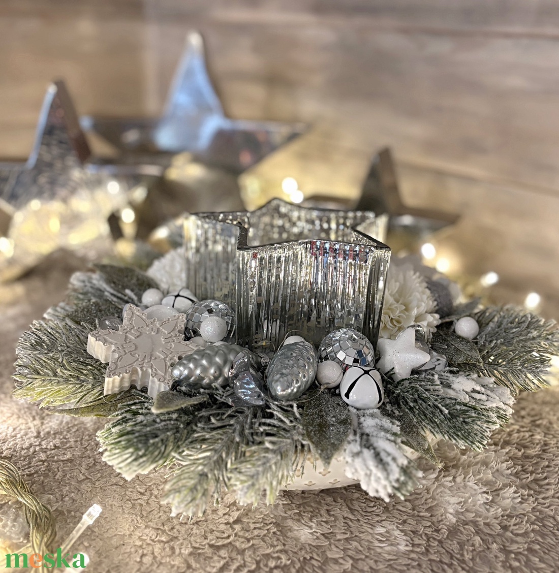 Csillag gyertyás karácsonyi asztaldísz - karácsony - adventi díszek - adventi asztaldísz - Meska.hu