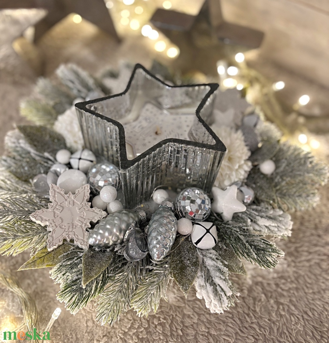 Csillag gyertyás karácsonyi asztaldísz - karácsony - adventi díszek - adventi asztaldísz - Meska.hu