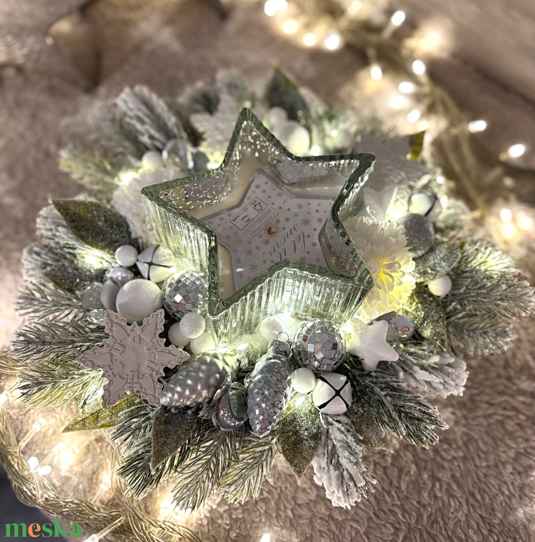 Csillag gyertyás karácsonyi asztaldísz - karácsony - adventi díszek - adventi asztaldísz - Meska.hu