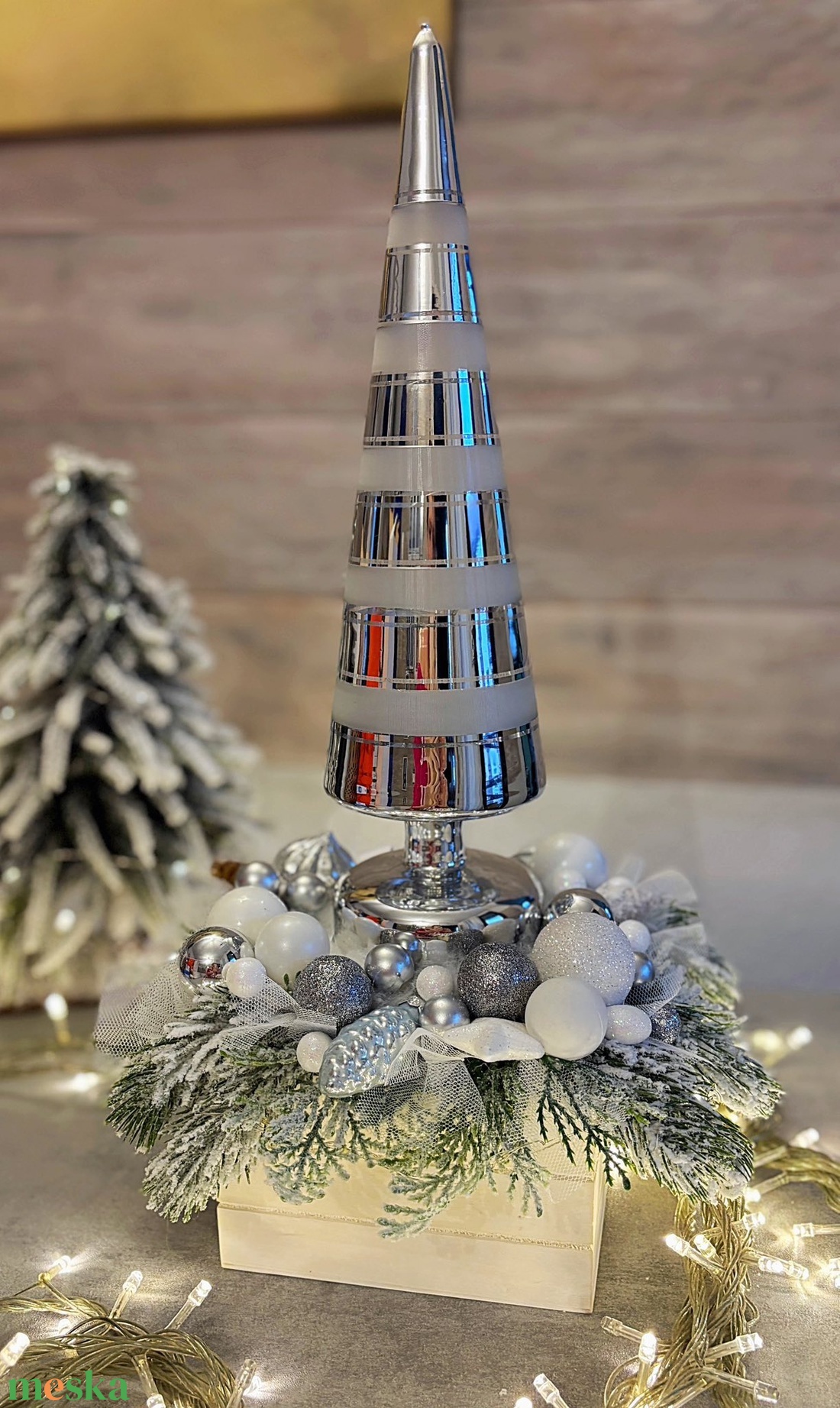 Modern ledes fenyőfa karácsonyi asztaldísz - karácsony - adventi díszek - adventi asztaldísz - Meska.hu