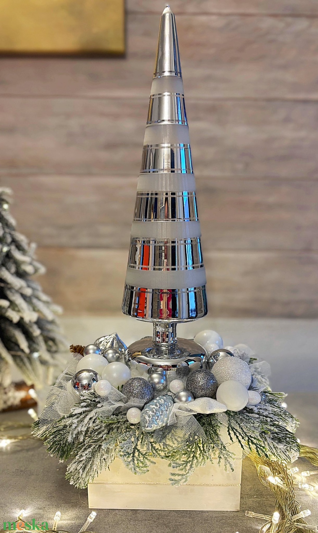 Modern ledes fenyőfa karácsonyi asztaldísz - karácsony - adventi díszek - adventi asztaldísz - Meska.hu