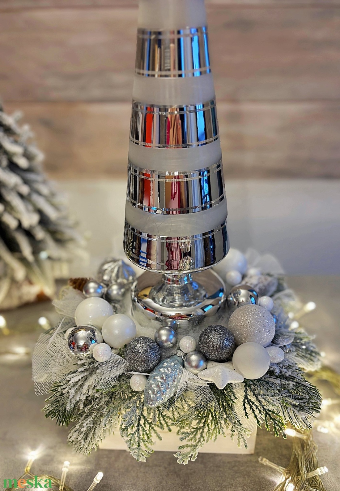 Modern ledes fenyőfa karácsonyi asztaldísz - karácsony - adventi díszek - adventi asztaldísz - Meska.hu