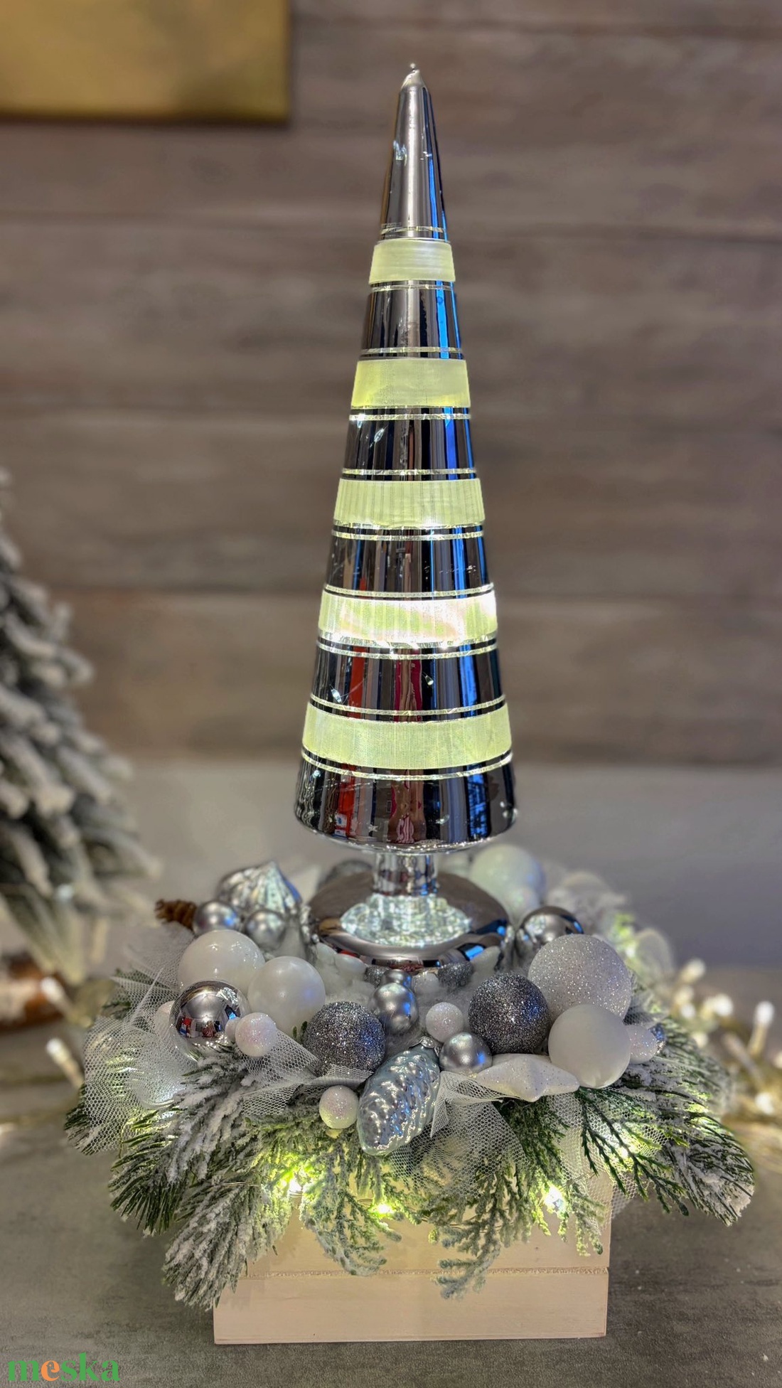 Modern ledes fenyőfa karácsonyi asztaldísz - karácsony - adventi díszek - adventi asztaldísz - Meska.hu