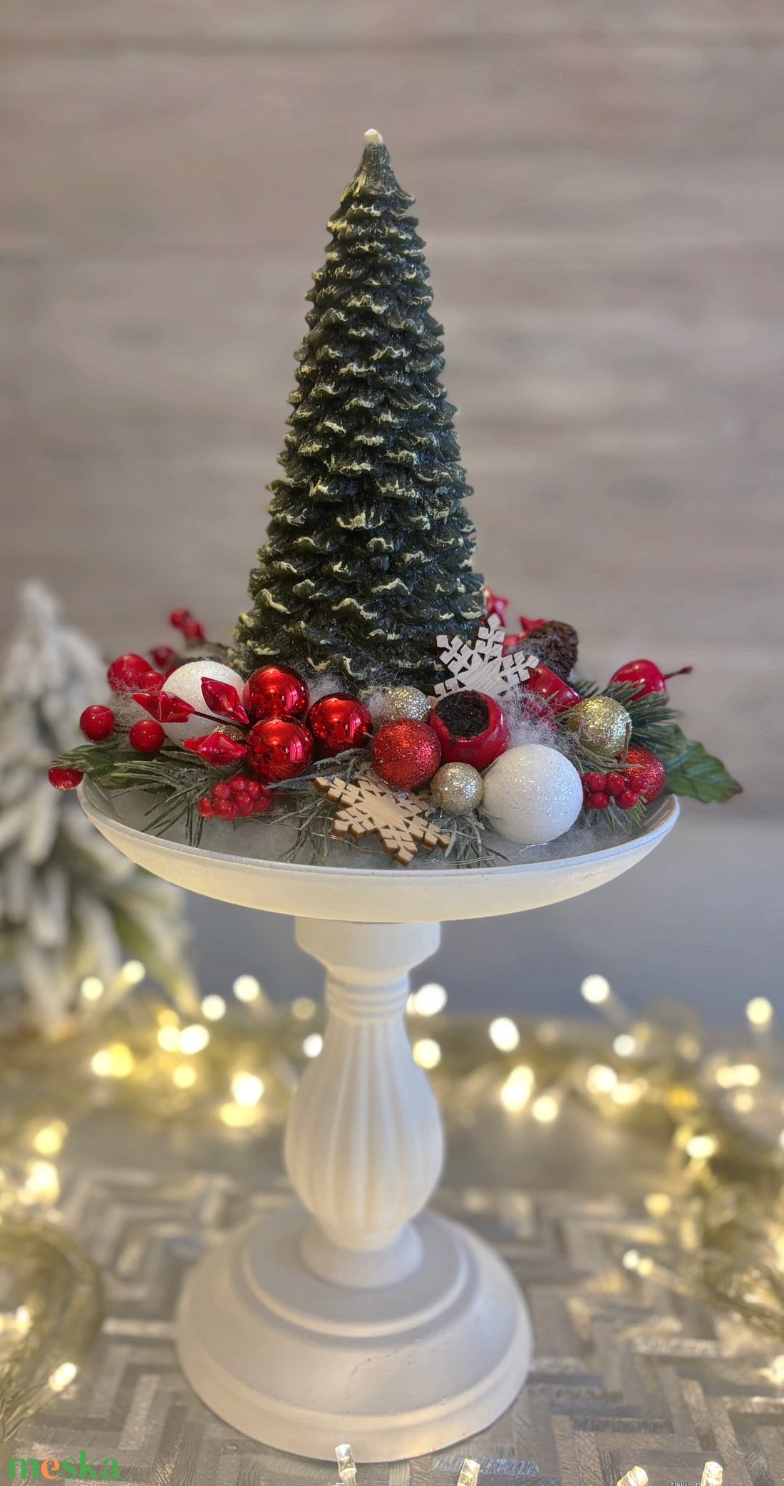 Fenyőfa gyertyás asztaldísz - karácsony - adventi díszek - adventi asztaldísz - Meska.hu