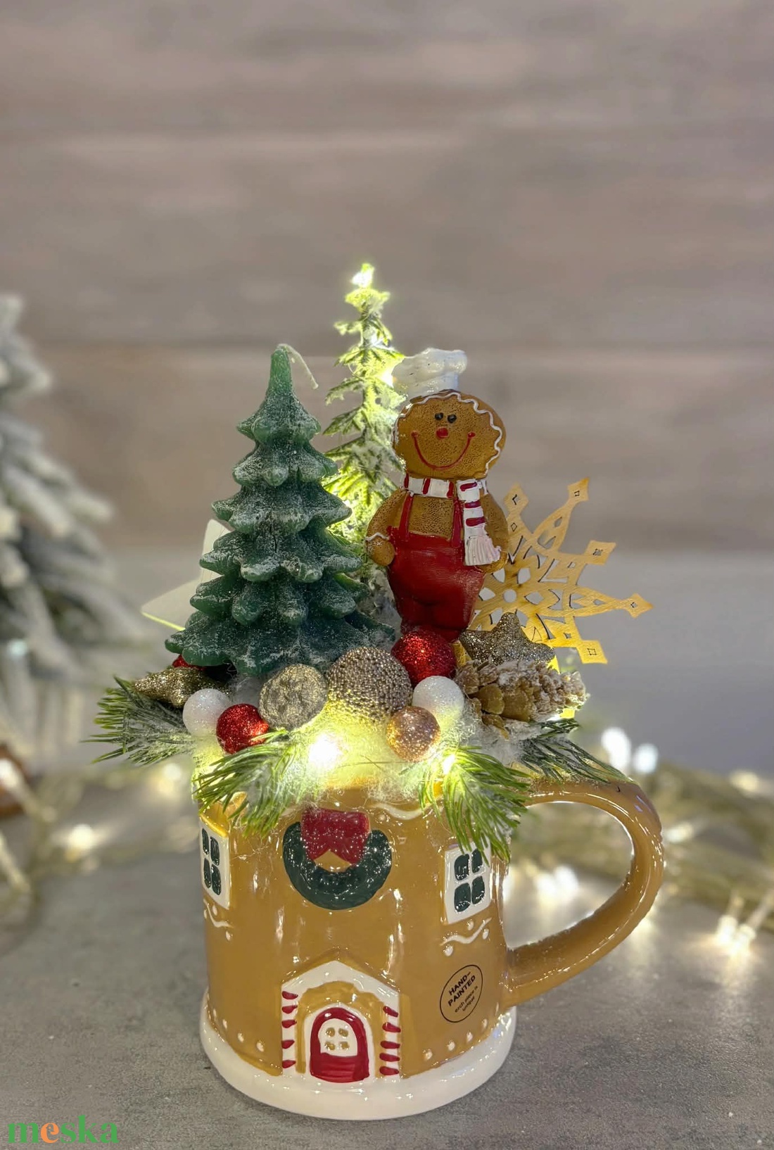 Mézikés karácsonyi bögre - karácsony - adventi díszek - adventi asztaldísz - Meska.hu