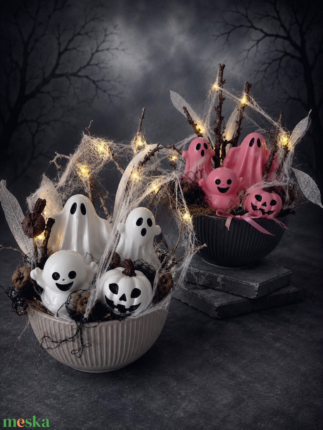 Szellemes Halloween-i asztaldísz - otthon & életmód - dekoráció - halloween - halloweeni asztaldísz - Meska.hu
