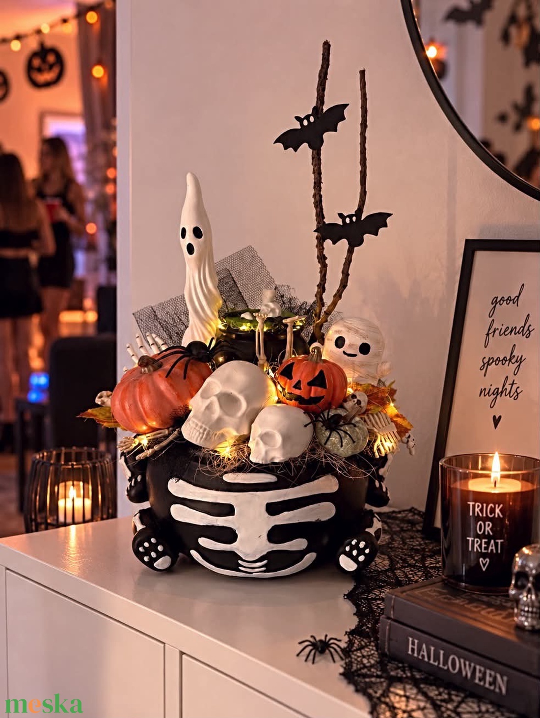 Csontvázas Halloween dekoráció - otthon & életmód - dekoráció - halloween - halloweeni asztaldísz - Meska.hu