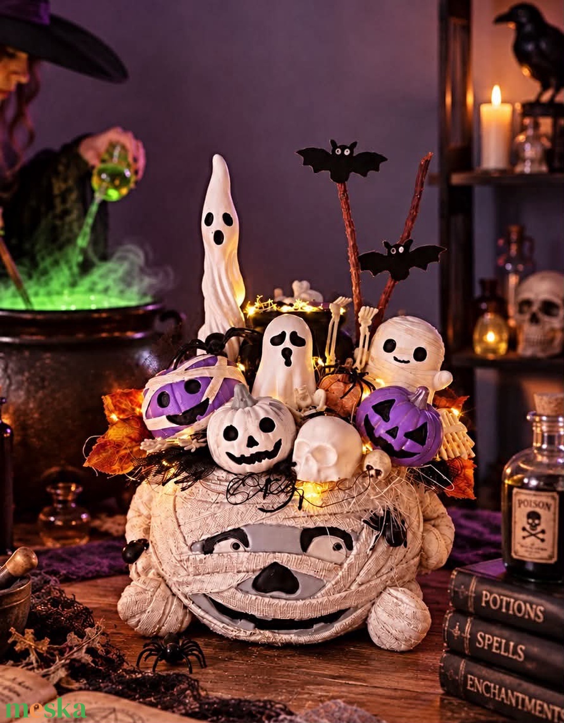 Múmiás Halloween dekoráció - otthon & életmód - dekoráció - halloween - halloweeni asztaldísz - Meska.hu