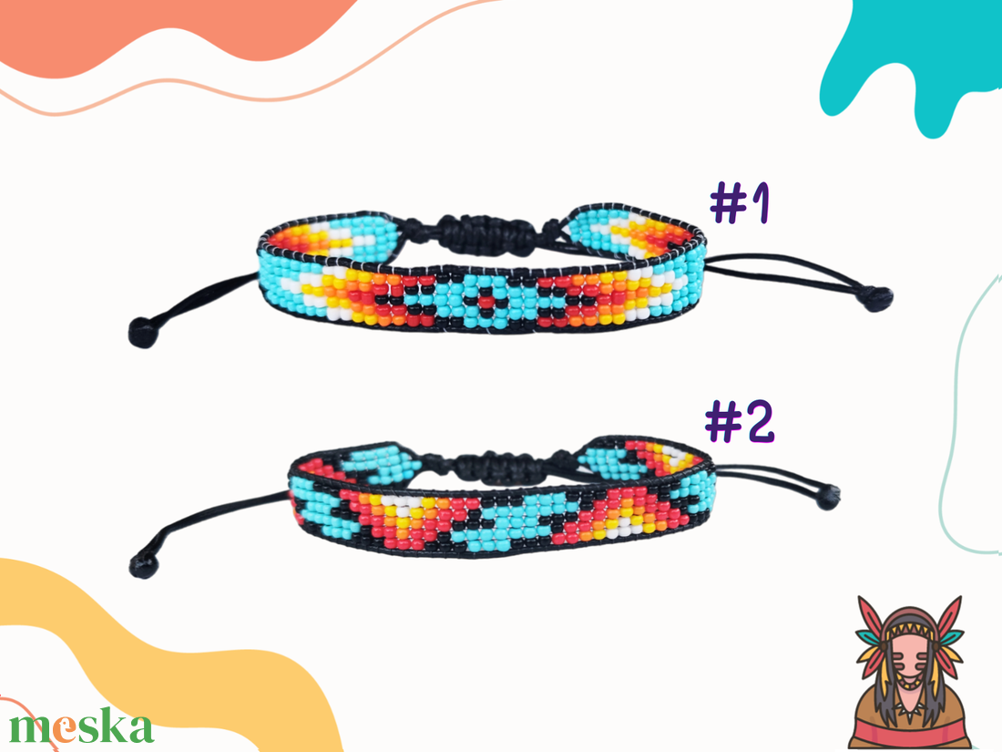 Gyöngyszövött navajo stílusú, indián mintás bohém karkötő � kézzel készült, állítható méretFontos információ: A feltünte - ékszer - karkötő - gyöngyös karkötő - Meska.hu