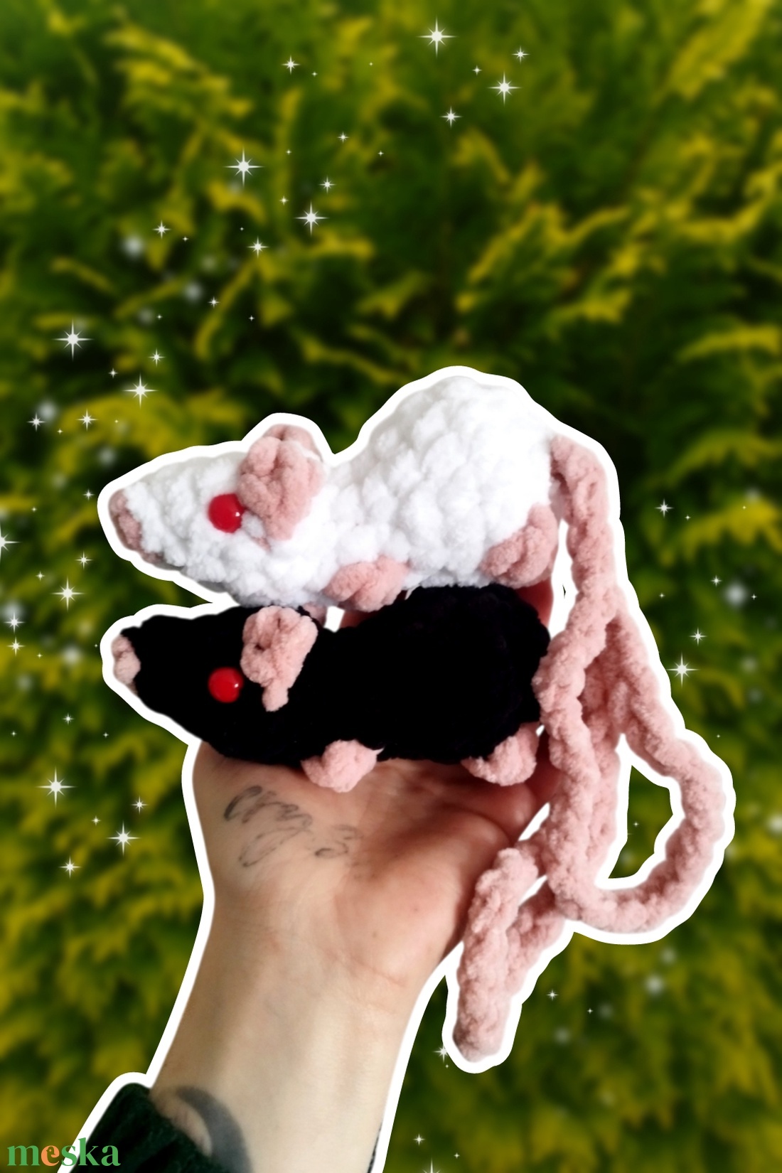 Horgolt patkány / oposszum táskadísz � kézzel készült amigurumi plüss, több színben - táska & tok - kulcstartó & táskadísz - táskaakasztó - Meska.hu