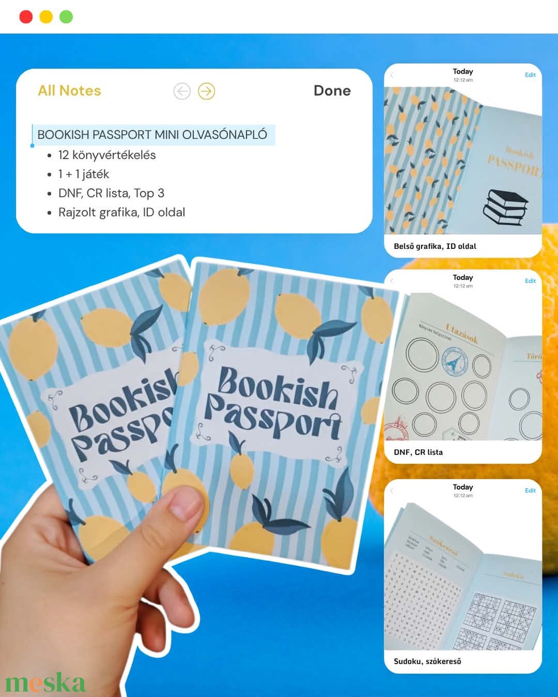 Bookish Passport olvasónapló + 2 könyvjelző - könyv & zene - könyvjelző - Meska.hu