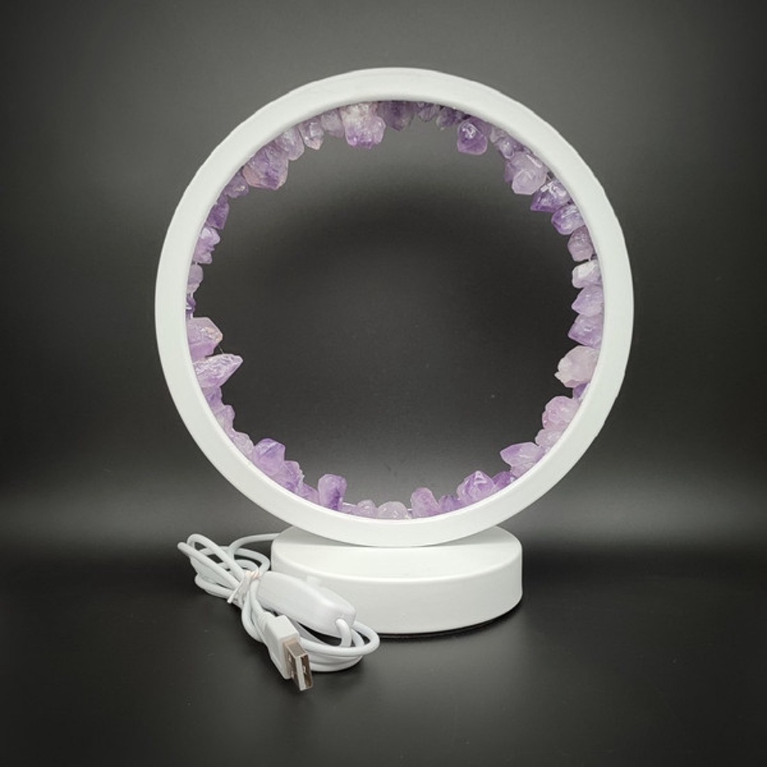 Ametiszt nyers kör ásvány hangulatlámpa 21�18 cm - kellékek & szerszámok - ásvány alapanyag - Meska.hu