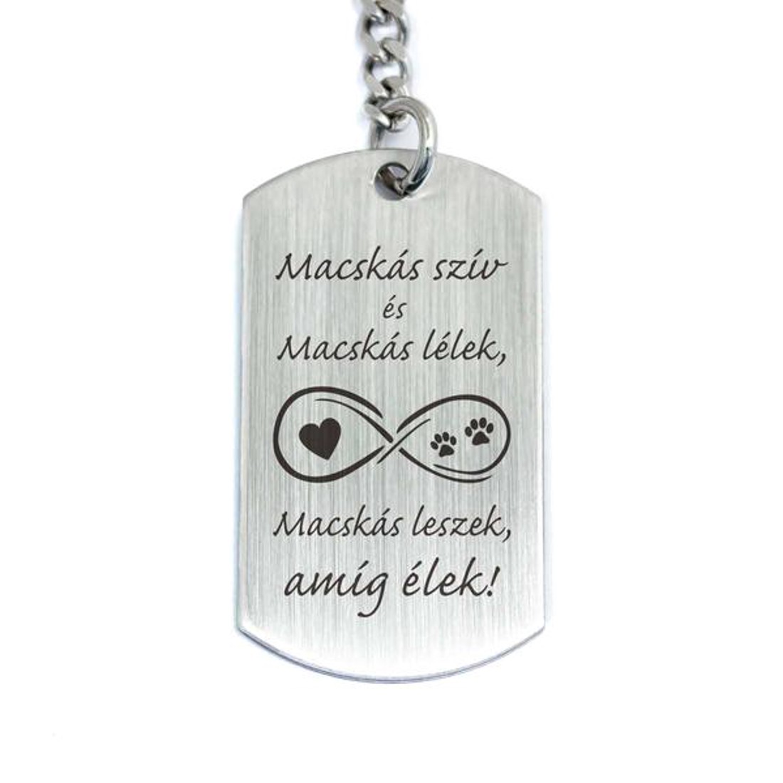 Macskás szív acél medálos kulcstartó - táska & tok - kulcstartó & táskadísz - kulcstartó - Meska.hu