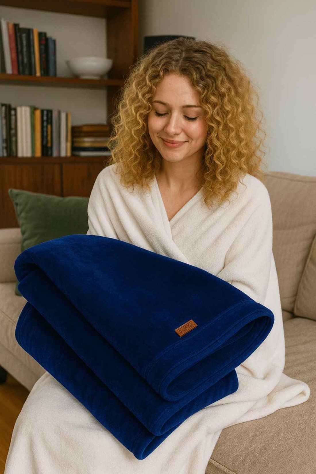 Meleg-puha duplarétegű takaró királykék - otthon & életmód - lakástextil - felnőtt takaró, pléd - Meska.hu