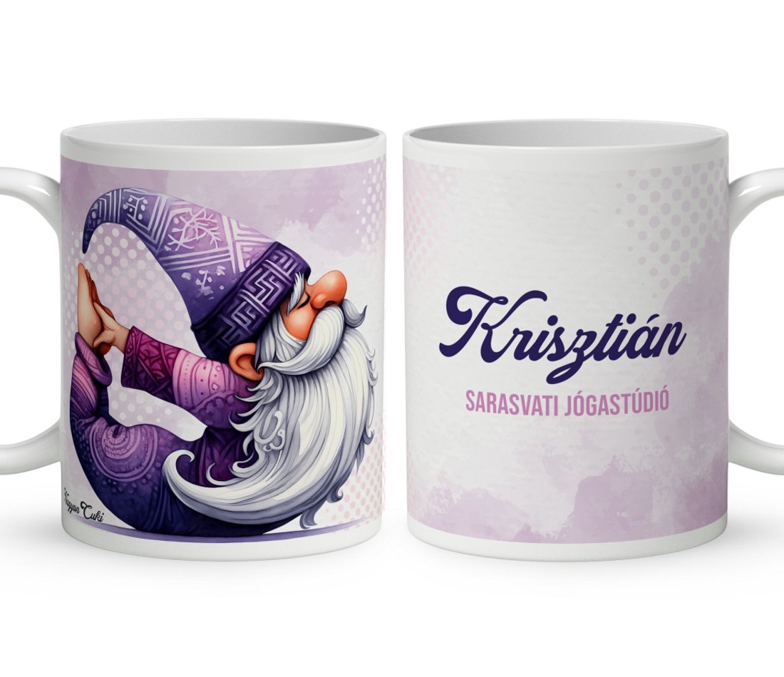 Névvel kérhető - Jóga manó nyújtás mintás bögre - otthon & életmód - konyhafelszerelés, tálalás - tálalás - bögre & csésze - Meska.hu
