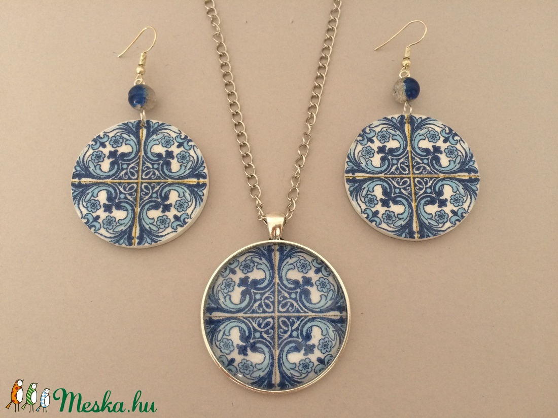 Azulejo No.1 fülbevaló - ékszer - fülbevaló - lógós kerek fülbevaló - Meska.hu Azulejo No.1 fülbevaló - ékszer - fülbevaló - lógós kerek fülbevaló - Meska.hu