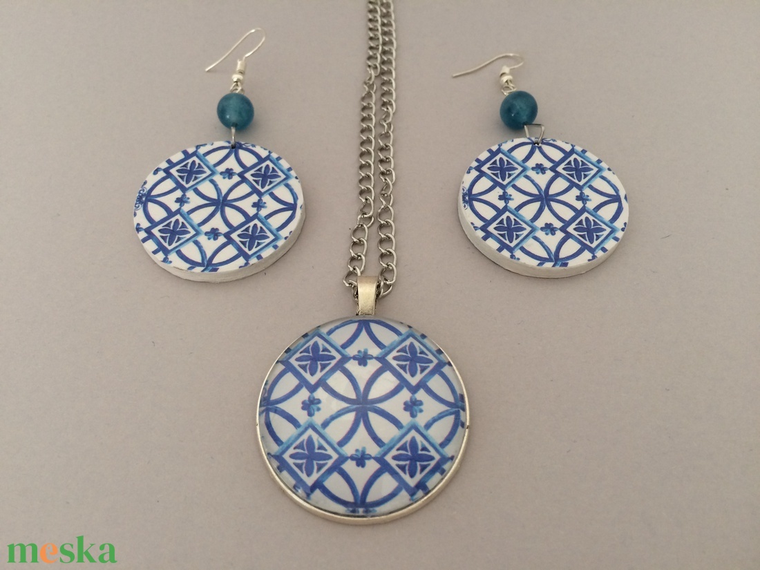 Azori azulejo No.5 fülbevaló - ékszer - fülbevaló - lógós kerek fülbevaló - Meska.hu Azori azulejo No.5 fülbevaló - ékszer - fülbevaló - lógós kerek fülbevaló - Meska.hu