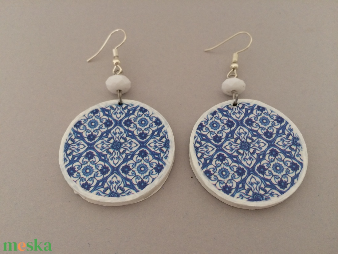 Azori azulejo No.7 fülbevaló - ékszer - fülbevaló - lógós kerek fülbevaló - Meska.hu Azori azulejo No.7 fülbevaló - ékszer - fülbevaló - lógós kerek fülbevaló - Meska.hu